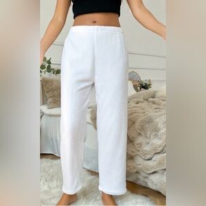 NWOT Warm Plush Soft Cozy White Fleece Lounge Sleep Pants - size L